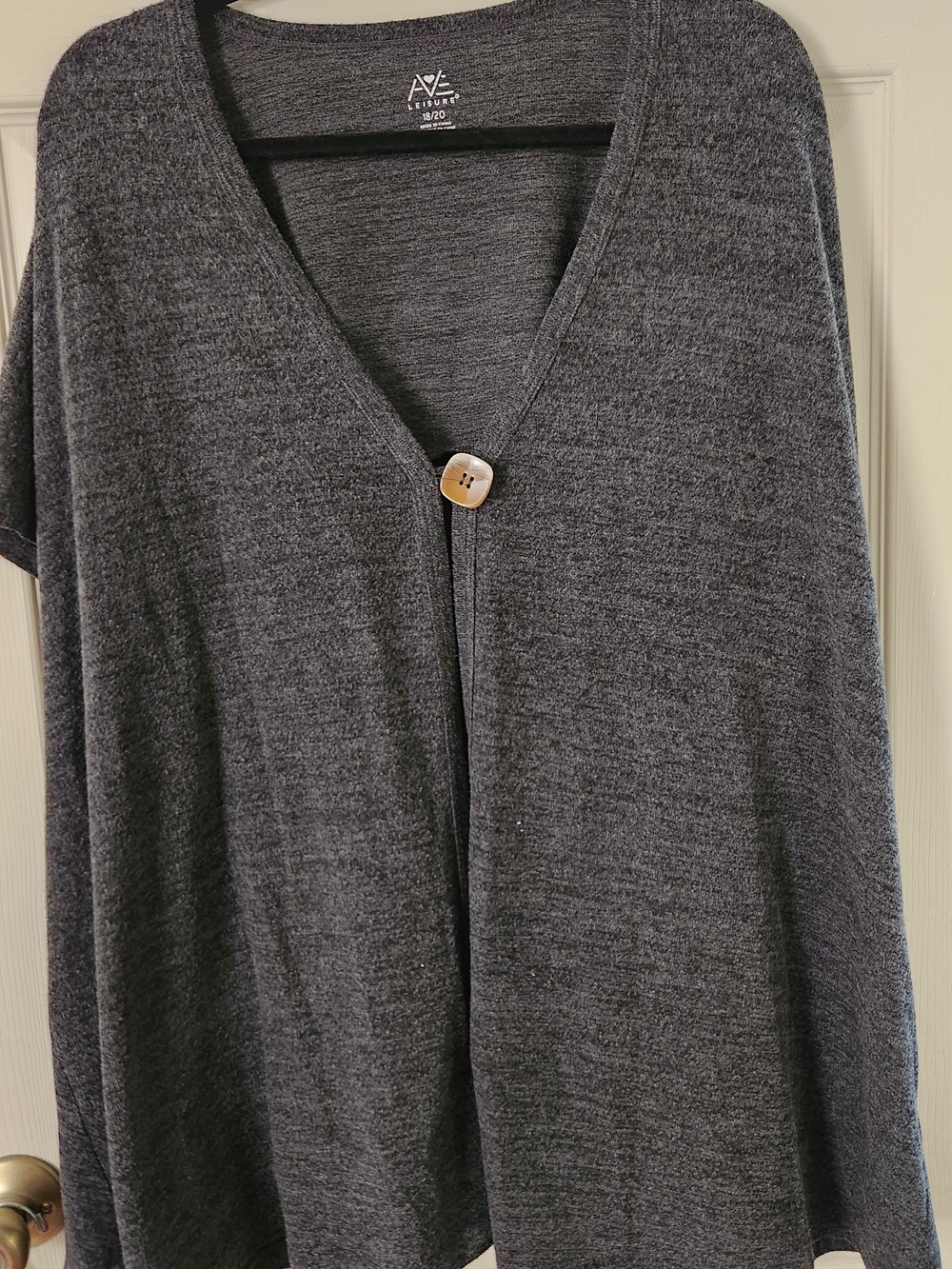 AVENUE Charcoal V-Neck Single-Button Cardigan